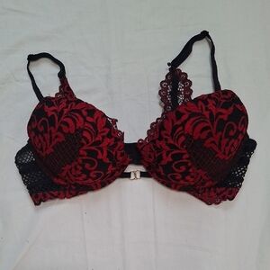 La SENZA Red and Black Lace Bra Size 34 C